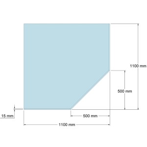 Feuercampus Funkenschutzplatte Glas für Kaminofen Fünfeck 110 x 110 x 0,8 cm