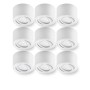 9er Set: Weiße, schwenkbare Oktaplex Lile S LED Aufbaustrahler mit warmweißem Licht.