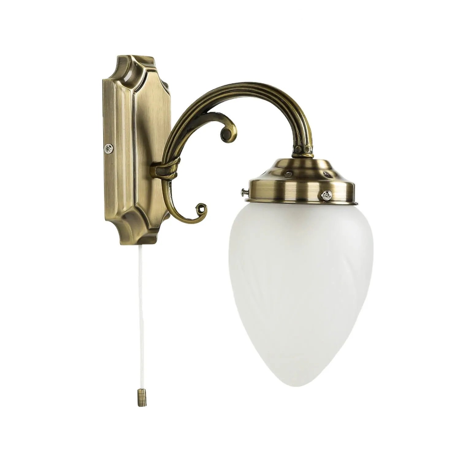 EASYLIGHT Wandleuchte Mit Zugschalter Metall Glas In Bronze E14 Jugendstil