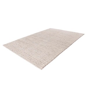 MeGusta Flachflor Teppich Uni Creme Wolle, 160x230 cm. Wollteppich im klassischen Design.