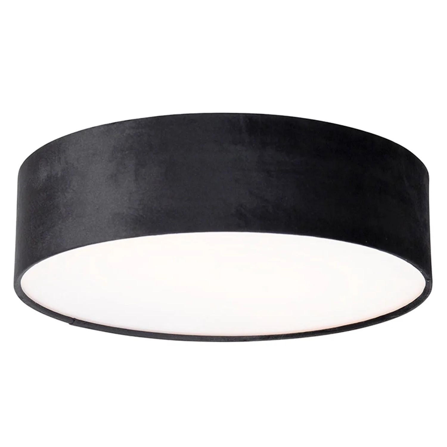 QAZQA Deckenleuchte Schwarz 40 cm mit Goldener Innenseite Drum
