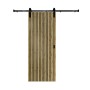 Radex Schiebetür-Komplettset Akustikpaneel Lamette, 95x210 cm, mit Lamellen-Design und schwarzer Aufhängung.