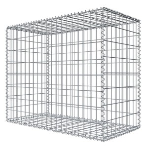 Rechteckige Niederberg Metall Gabione 80x100x50 cm aus verzinktem Stahlgitter für Zaunbau & Sichtschutz.