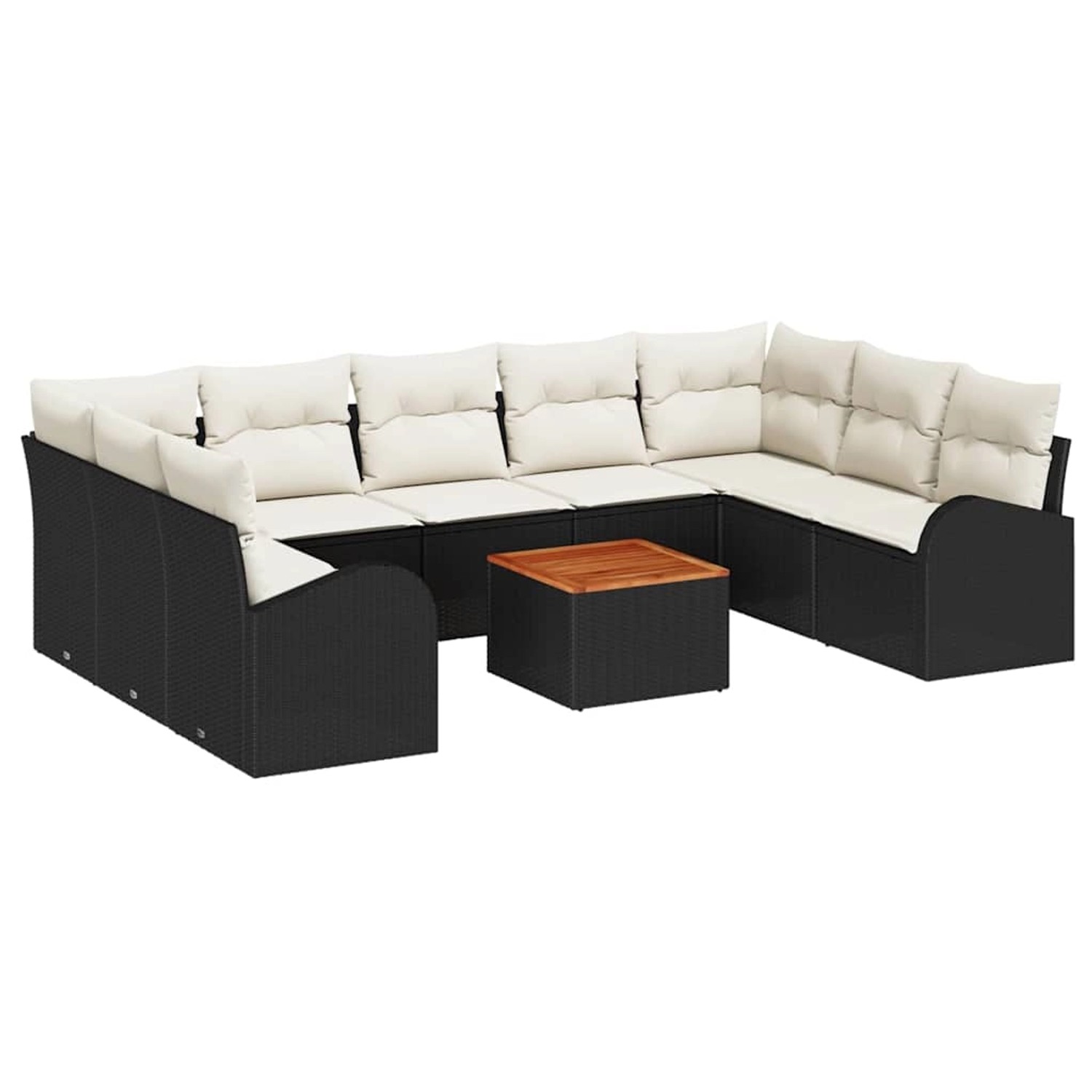 vidaXL Garten-Sofa-Set mit Kissen 10-Tlg Schwarz Poly Rattan 3347621 günstig online kaufen