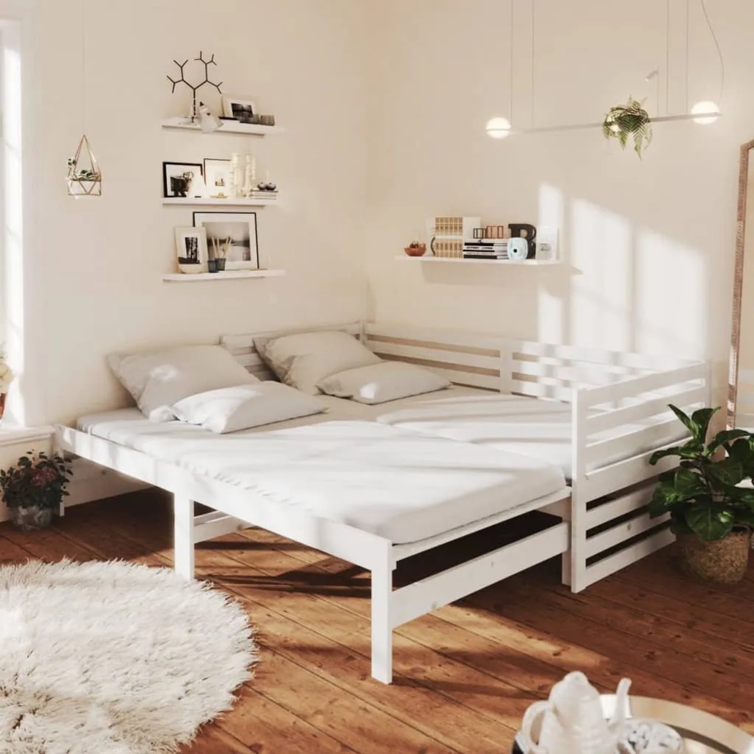 vidaXL Tagesbett ausziehbar Weiß Kiefer Massivholz 2x 90x200 cm kaufen bei OBI