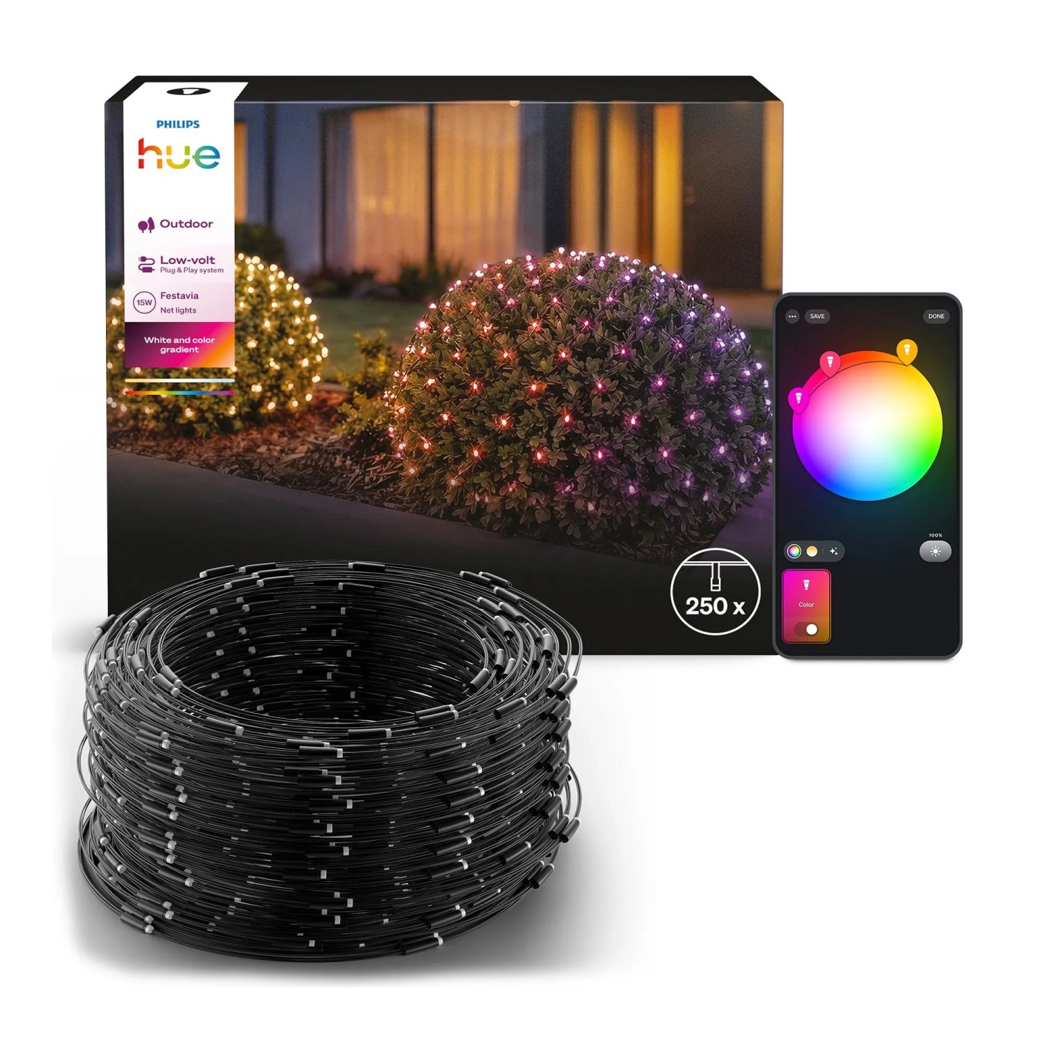 Philips Hue Lichternetz Festavia White Color 3,45 m x 1 m 250 LEDs
