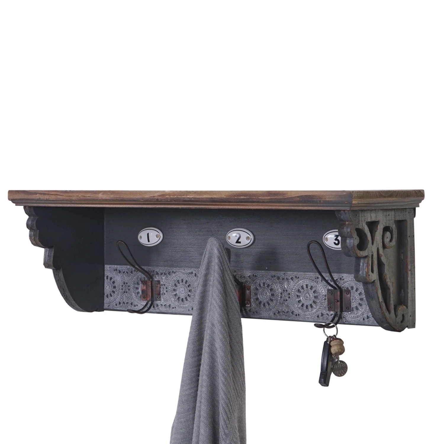 MCW Wandgarderobe A43 Tanne Holz Massiv Vintage 22x60x18cm