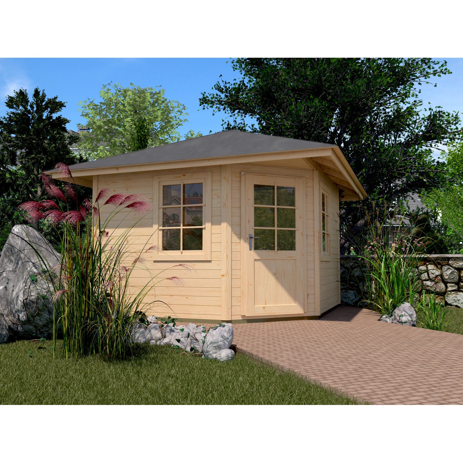 Weka Holz-Gartenhaus/Gerätehaus Natur Zeltdach Unbehandelt 380 cm