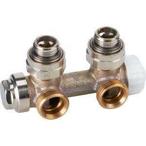 Vernickeltes IMI Heimeier Multilux Th-Ventil Eckform DN 15 für Heizungs-Installation.