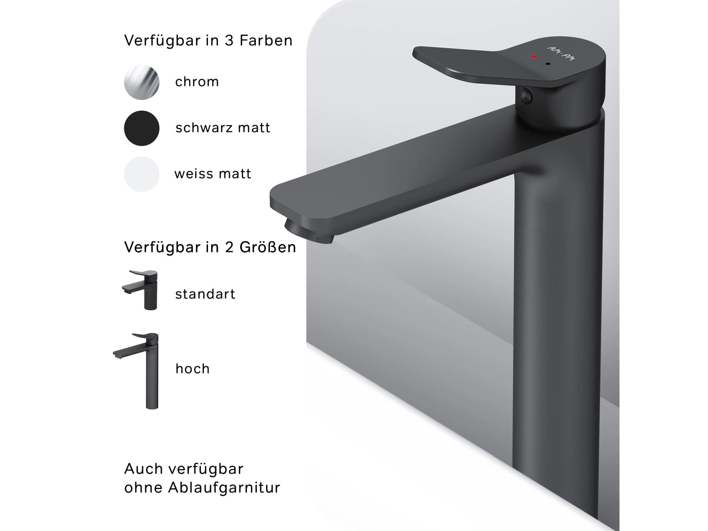 Moderne Waschbeckenarmatur In Matt-Schwarz – Mit Ablaufgarnitur & Abtropfgestell, Aus Robustem Messing