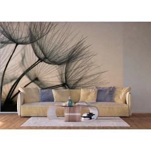 Sanders & Sanders Fototapete Blumen beige/grau (360x270cm) im Wohnzimmer.