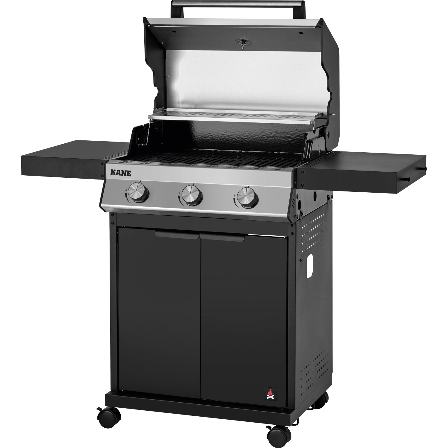Jamestown Gasgrill Kane mit 3 Brennern, modularem Grillrostsystem und einklappbaren Seitentischen.