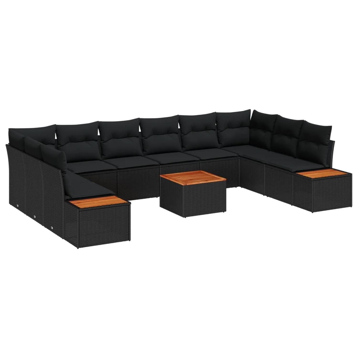 vidaXL Gartensofa-Set mit Kissen 10 Stk Schwarz Polyrattan 3356848