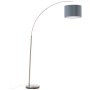 Moderne Bogenlampe: Brilliant Stehleuchte Clarie in Eisen-Grau mit Textilschirm.