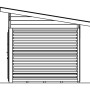 Skizze Gartenhaus Namur 690x250cm, Schiefergrau, Seitenansicht mit Dachneigung.