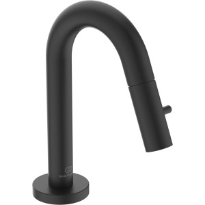 Ideal Standard Ceraline Waschtischarmatur in Schwarz matt, Ausladung 126mm.