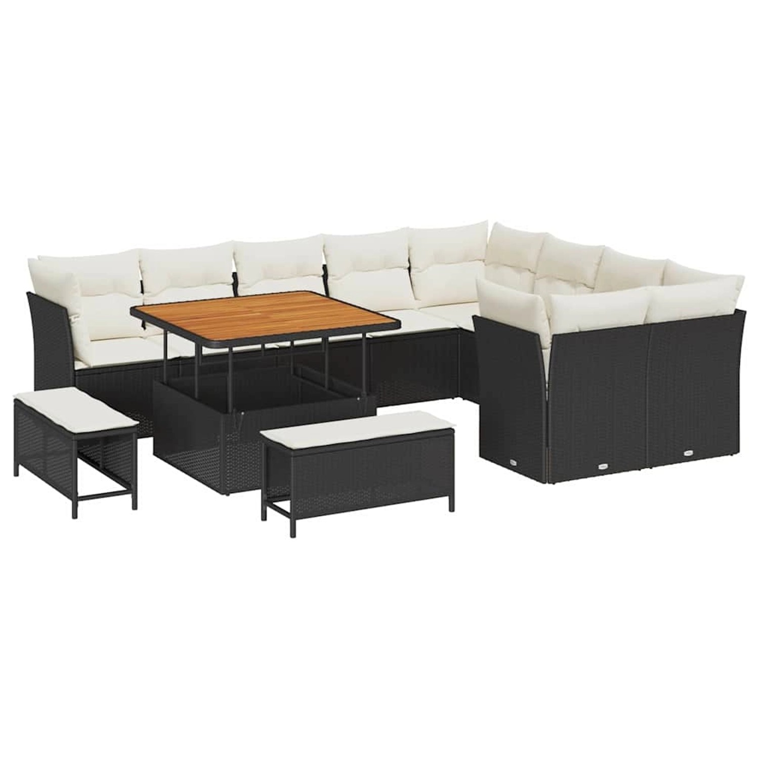 vidaXL Garten-Sofa-Set 12-Tlg Schwarz Poly Rattan 3361515 günstig online kaufen