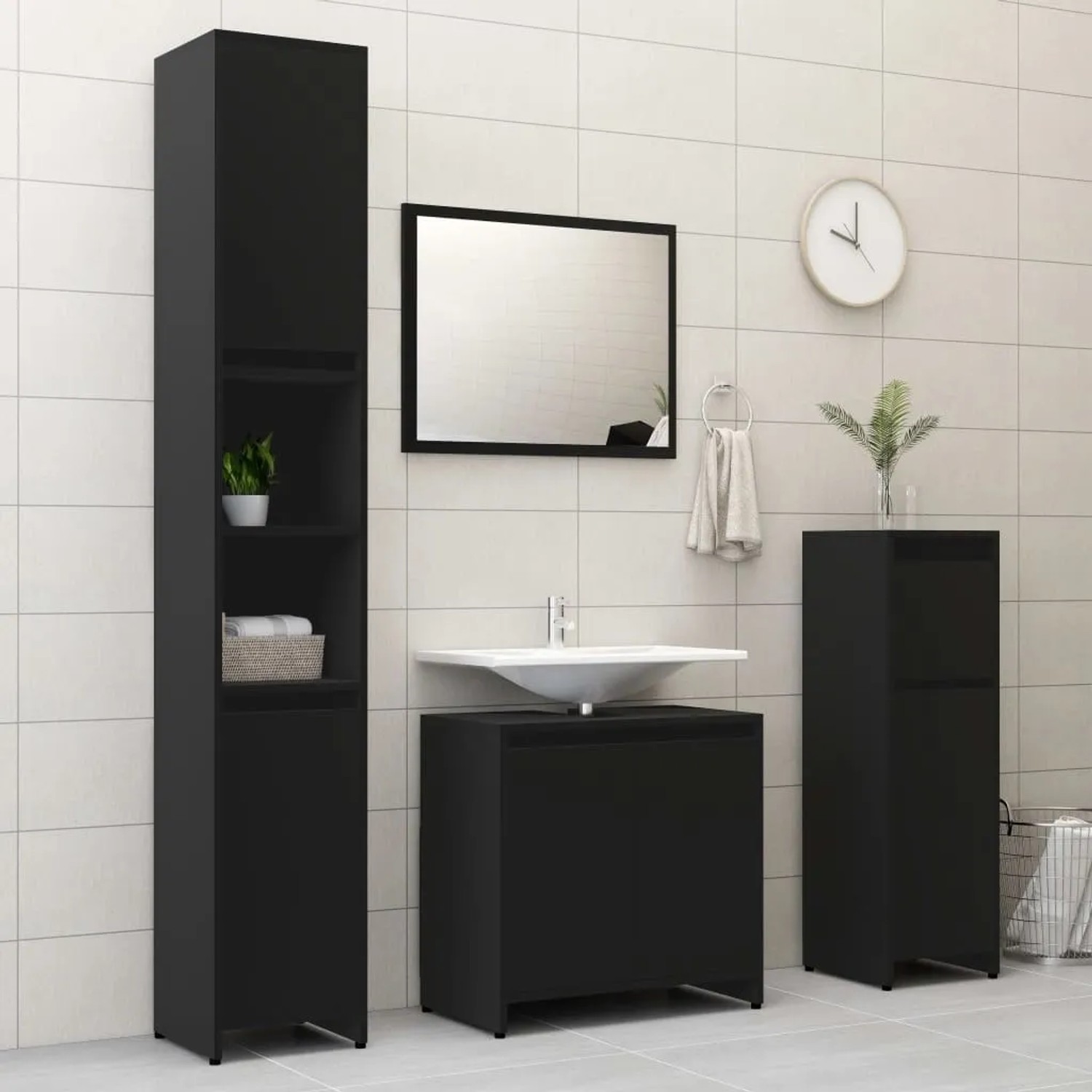 vidaXL Badschrank Schwarz 60 x 33 x 61 cm kaufen bei OBI