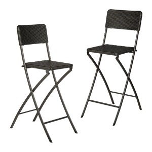 Relaxdays Barhocker 2er Set Kunststoff Stahl Schwarz Klappbar 115 cm x 44 cm x 63 cm