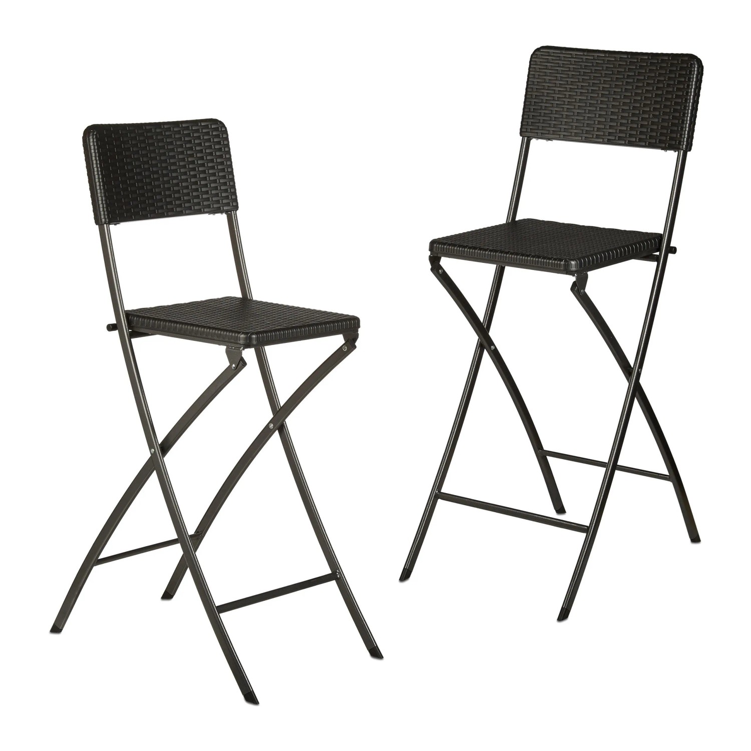 Relaxdays Barhocker 2er Set Kunststoff Stahl Schwarz Klappbar 115 cm x 44 cm x 63 cm