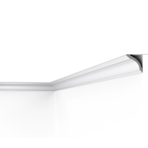 Schöner Wohnen Deckenleiste Elegant 1, HDPS, 70x70 mm, weiße Zierleiste für die Decke.