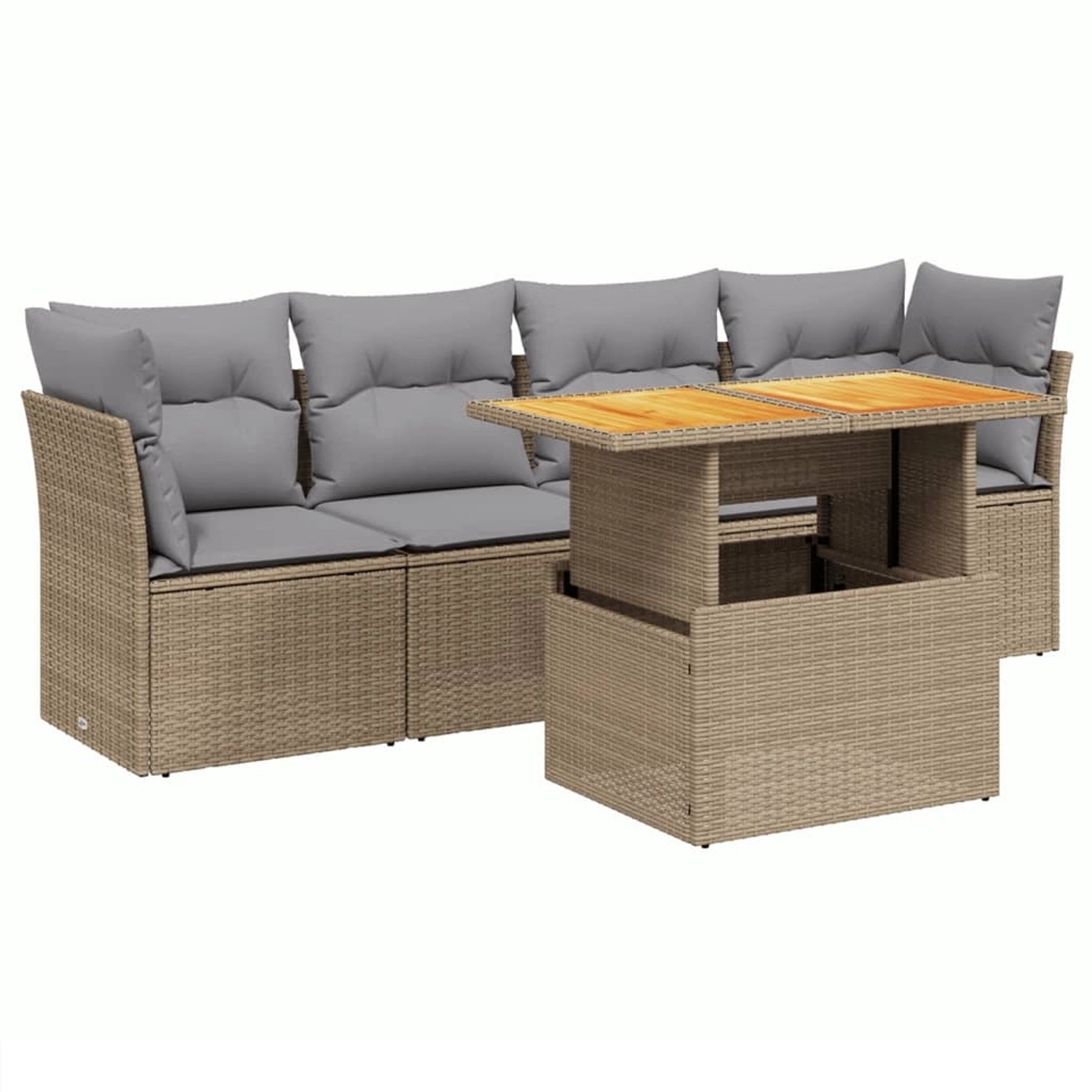 vidaXL 5-tlg Garten-Sofagarnitur mit Kissen Beige Poly Rattan Modell 203 günstig online kaufen