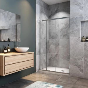 Duschparadies Duschtür 110 x 185cm Schiebetür Nischentür 5mm ESG Sicherheitsklarglas Dusche Verchromt