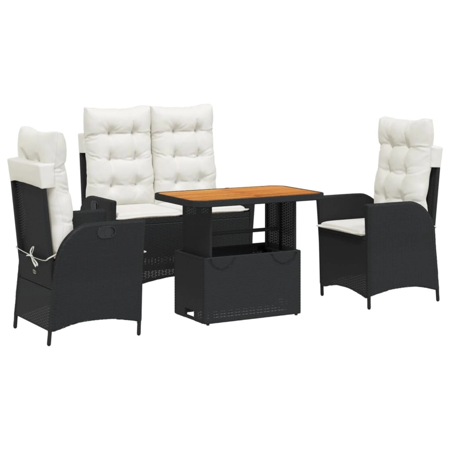 vidaXL 4-Tlg Garten-Essgruppe mit Kissen Schwarz Poly Rattan 3277443 günstig online kaufen