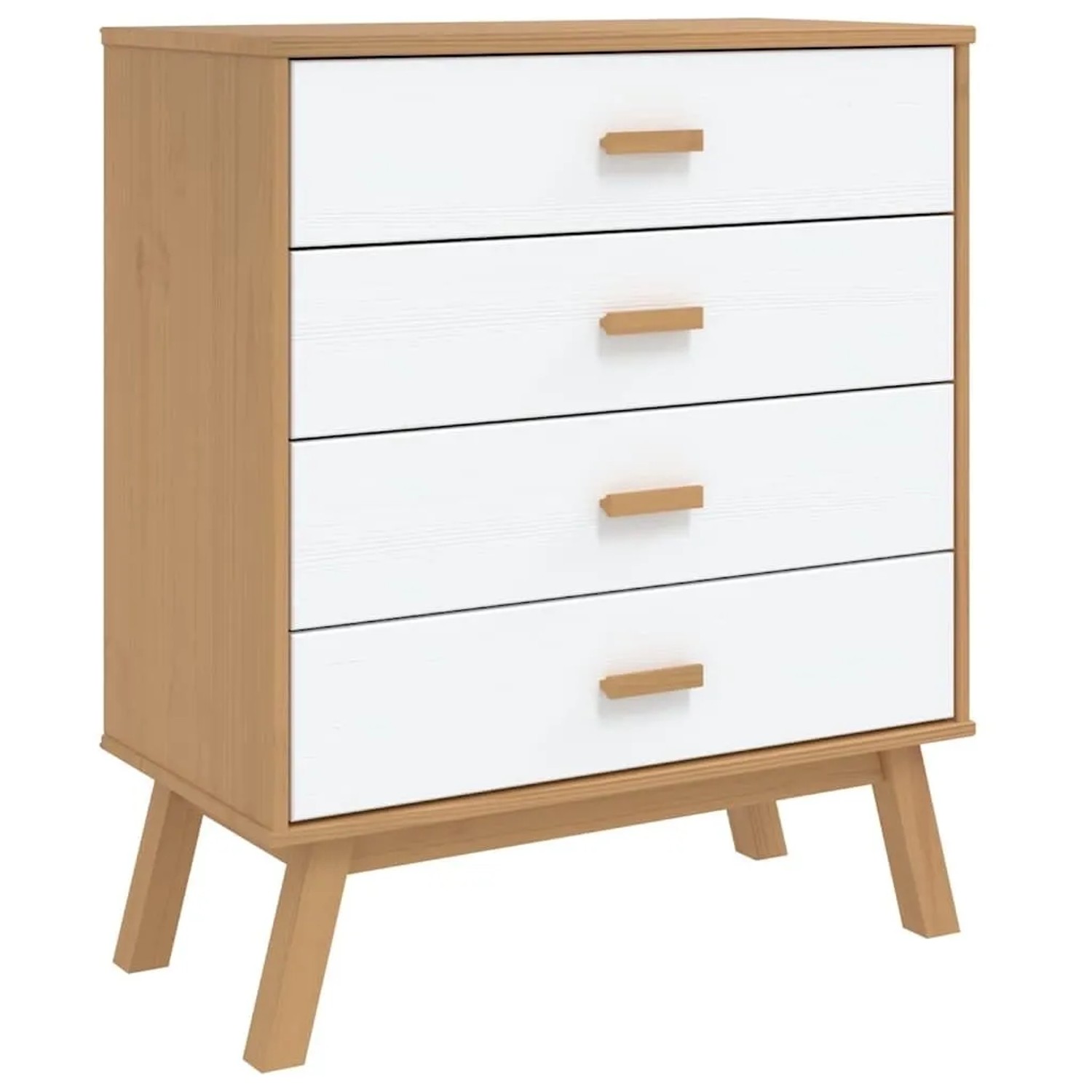 vidaXL Schubladenschrank OLDEN Weiß und Braun Massivholz Kiefer 358590