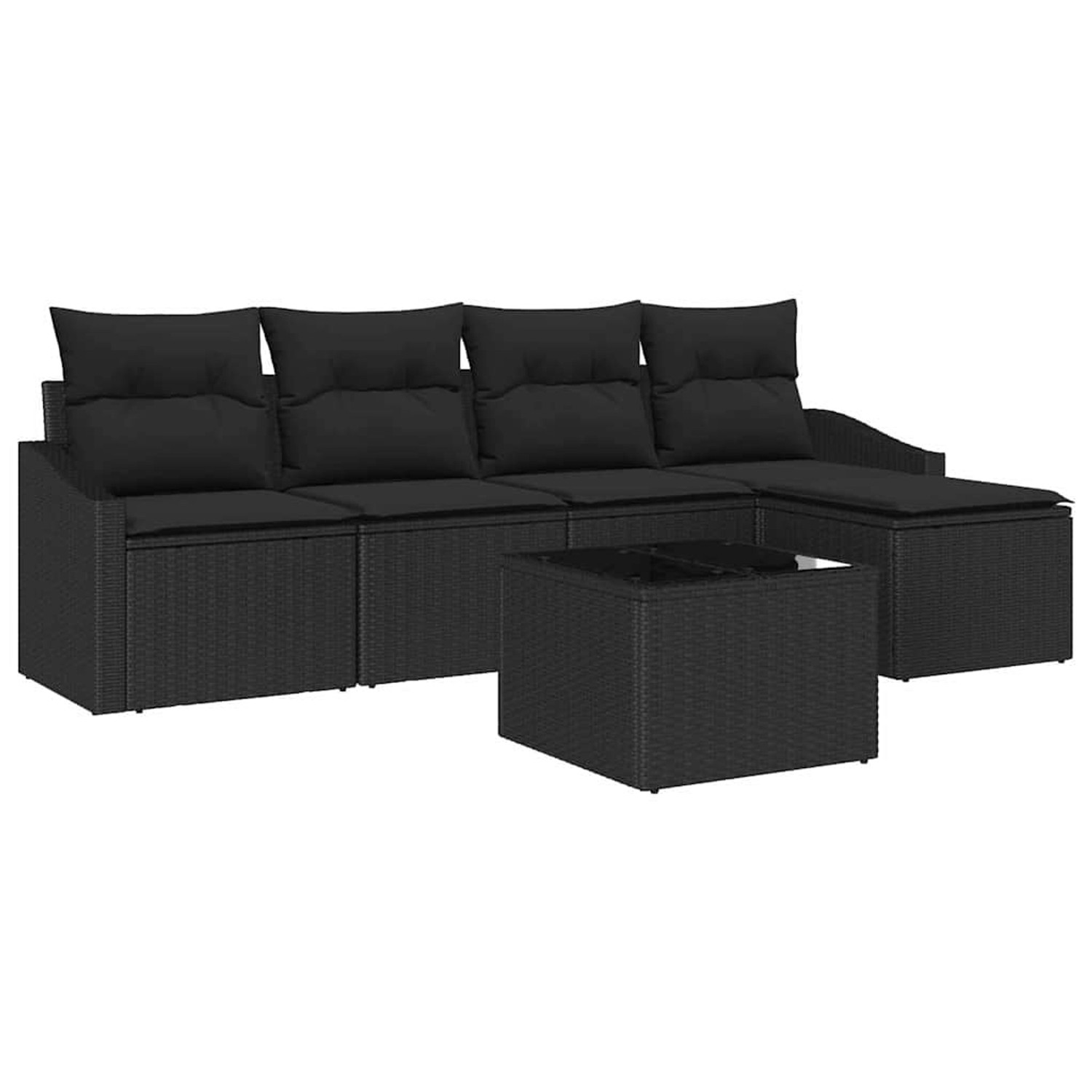 vidaXL Garten-Sofa-Set 6-Tlg Schwarz Poly Rattan 3346693 günstig online kaufen