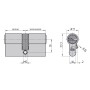 Technische Zeichnung: Basi V55 Profil-Doppelzylinder, 30/30 mm, gleichschließend, Maße und Details.