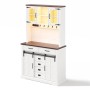 Merax Küchenschrank 180x108x40 cm Weiß LED Steckdose Arbeitsplatte 6 Schubladen