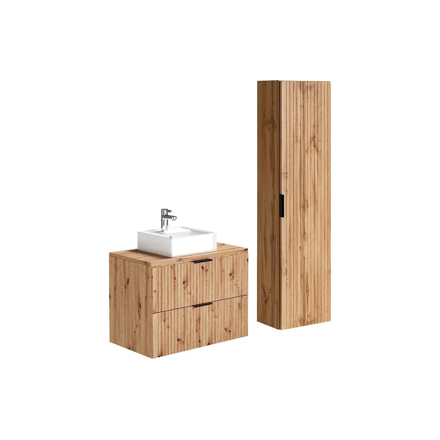 Vente-unique Badmöbel-Set Zevara Naturfarben Hell 80 cm