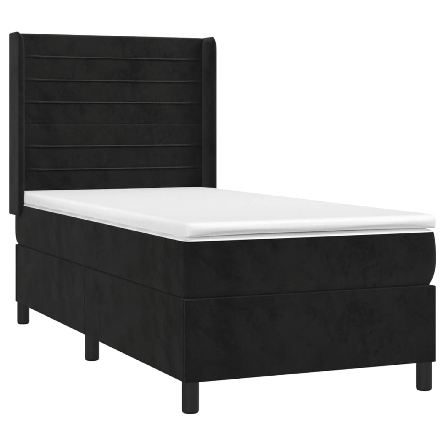 vidaXL Boxspringbett mit Matratze & LED Schwarz 100x200 cm Samt 3139609 günstig online kaufen