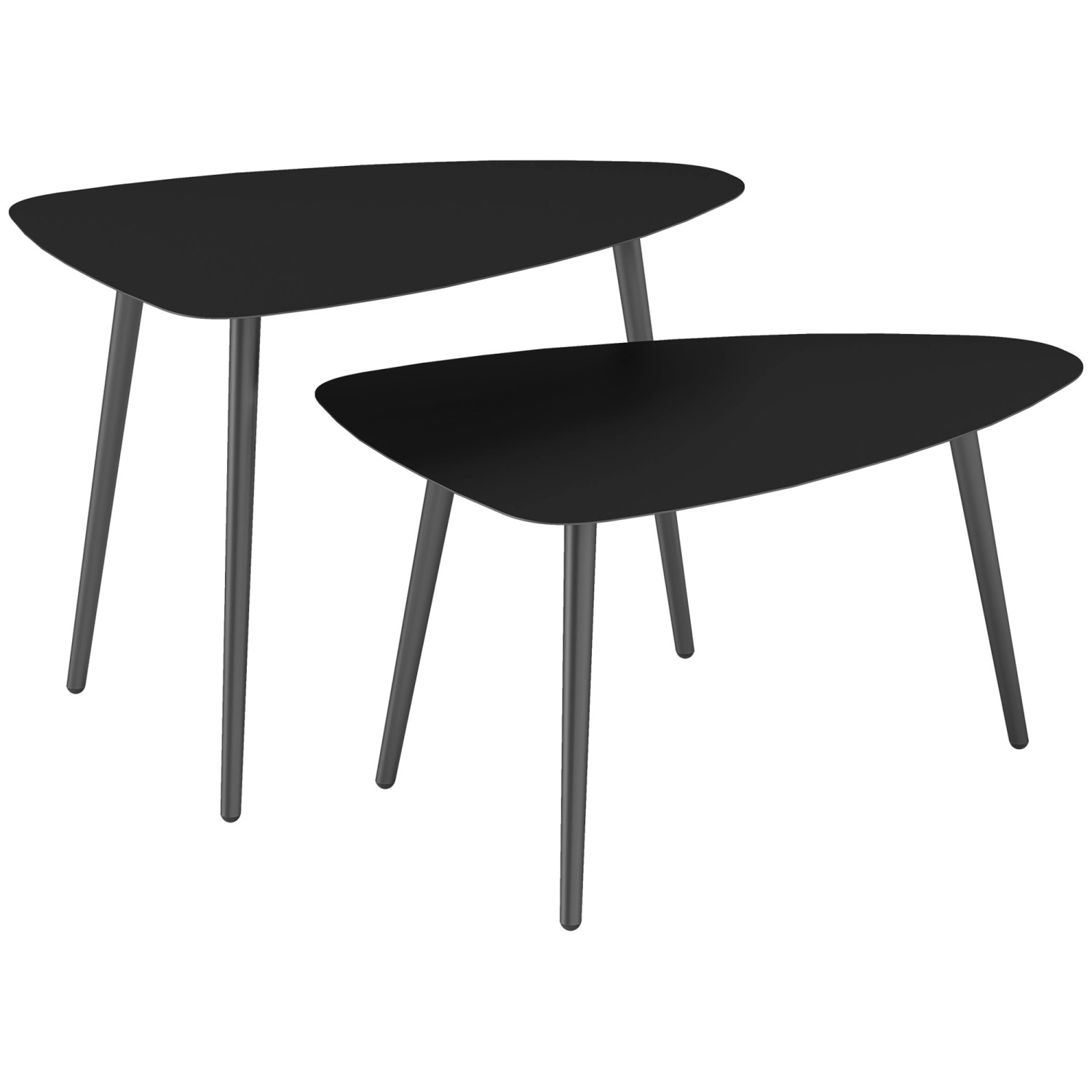 Outsunny Couchtisch 2er Set Stahl 65L x 45B x 45H cm Schwarz günstig online kaufen