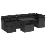 Schwarze 8-tlg. vidaXL Garten-Sofagarnitur aus Polyrattan mit Tisch und Kissen.