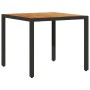 Quadratischer Gartentisch aus Akazie und Polyrattan, Teil der 3-tlg. vidaXL Essgruppe in Schwarz.