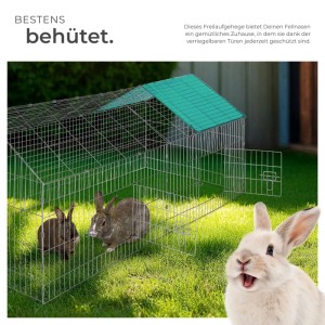 Tectake Freilaufgehege Für Kaninchen Aus 12 Gitterelementen Mit Sonnenschutz 180 x 75 x 75 cm Grün