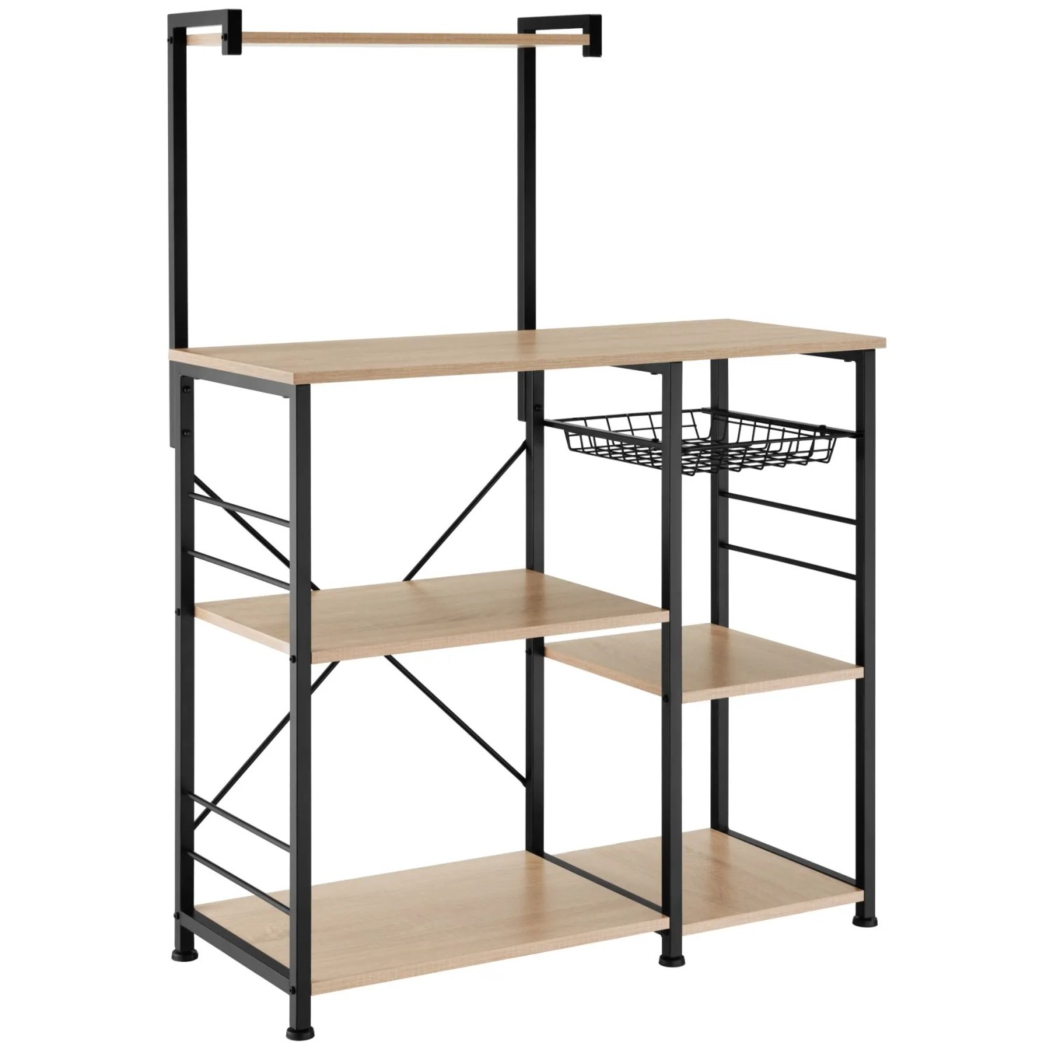 Tectake Küchenregal Crawley Industrial Style Holz und Stahl  90 x 40 x 131 50 cm Industrial Holz Hell  Eiche Sonoma