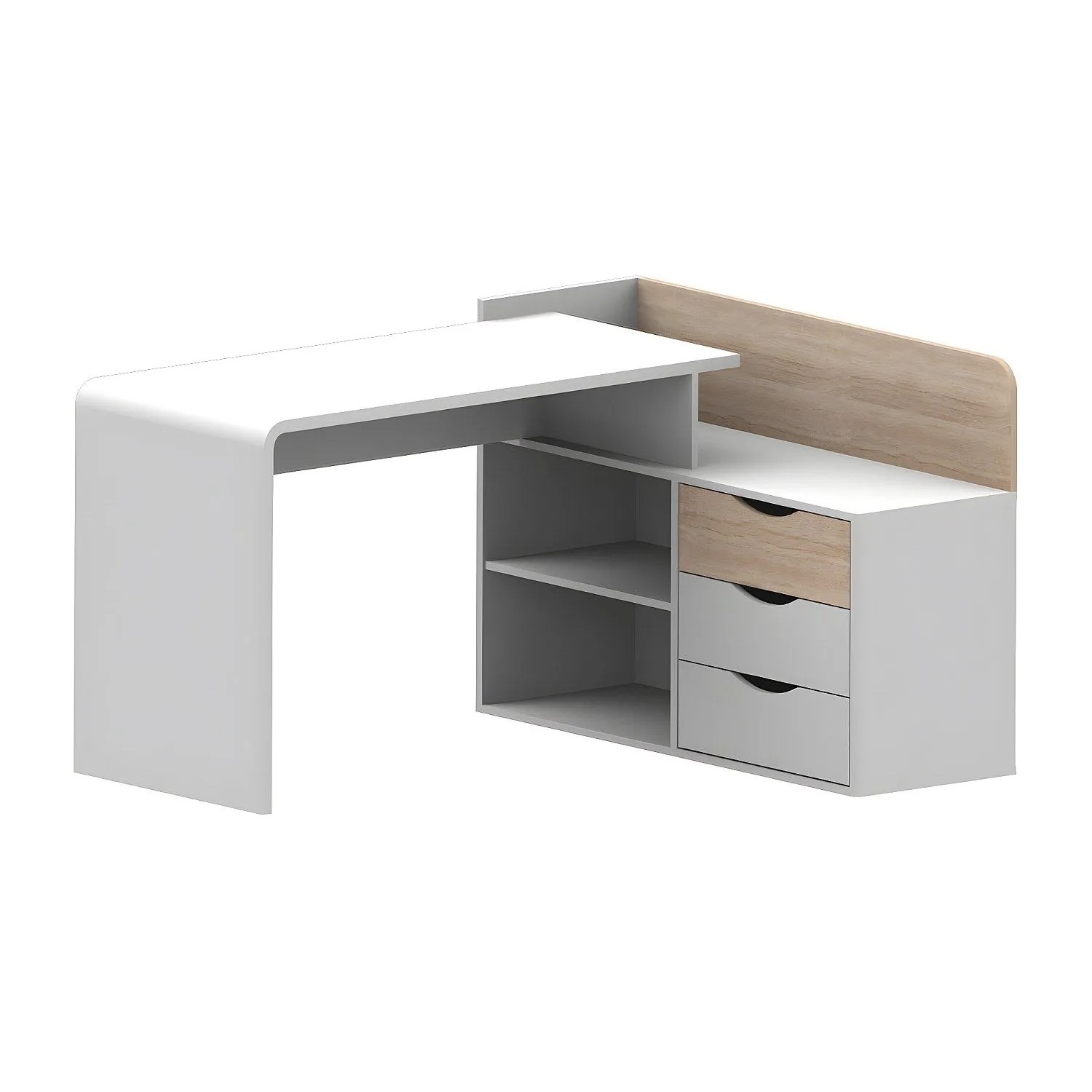 Vente-unique Schreibtisch Declan Naturfarben Hell  Weiß 148.4 cm