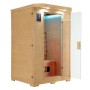 Artsauna Infrarotkabine Oslo aus Hemlockholz mit Glastür und Vollspektrumstrahlern.
