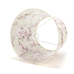Konischer Lampenschirm aus Stoff, rosa-ecru, Ø 38 cm, für Stehlampen mit E27 Fassung.