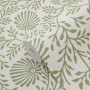 ESTAhome Vliestapete mit grünem Blumenmuster und Blättern, teilweise abgerollt. Dekorative Tapete für Vintage-Look.