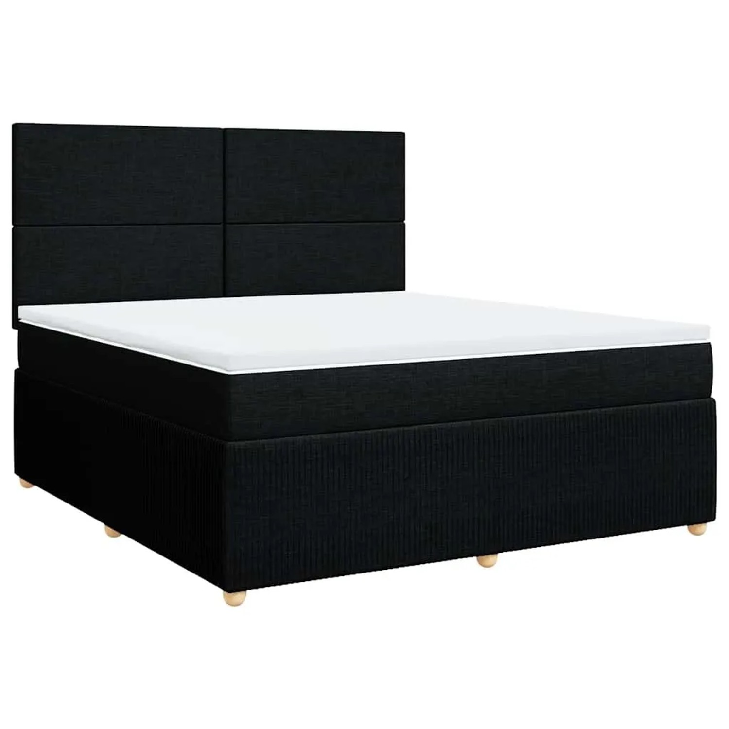 vidaXL Boxspringbett mit Matratze Schwarz 180x200 cm Stoff 3294430