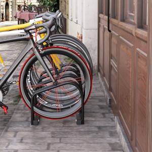 HOMCOM Fahrradständer Wetterfest Boden- Wandmontage Stahl Schwarz 110x33x27cm