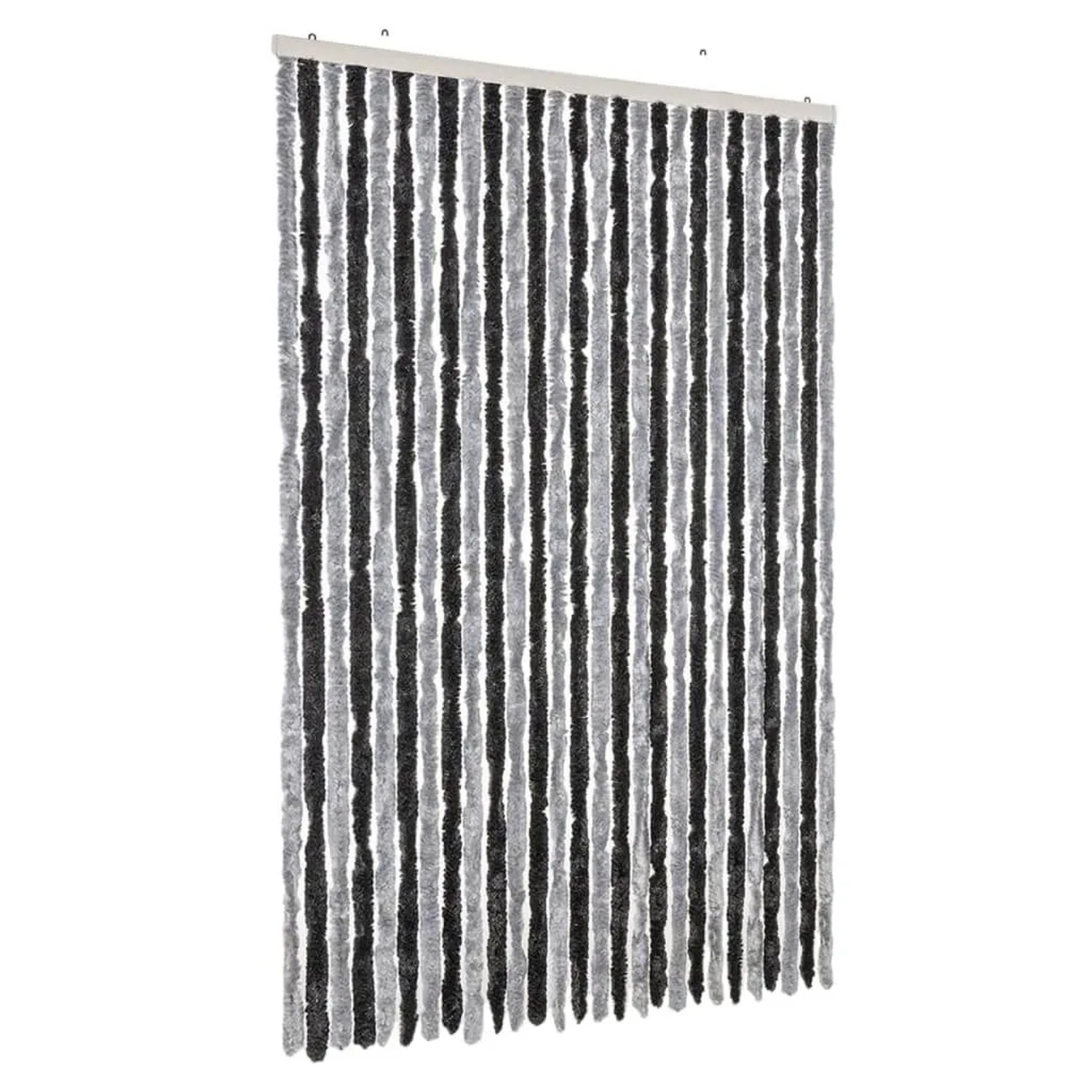 vidaXL Fliegenvorhang Grau und Schwarz 118x220 cm Chenille 4004881