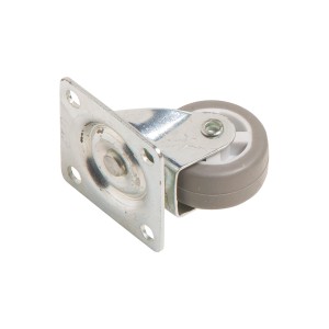 Möbel-Lenkrolle mit grauem Softrad, 30 mm Durchmesser, Traglast 20 kg.