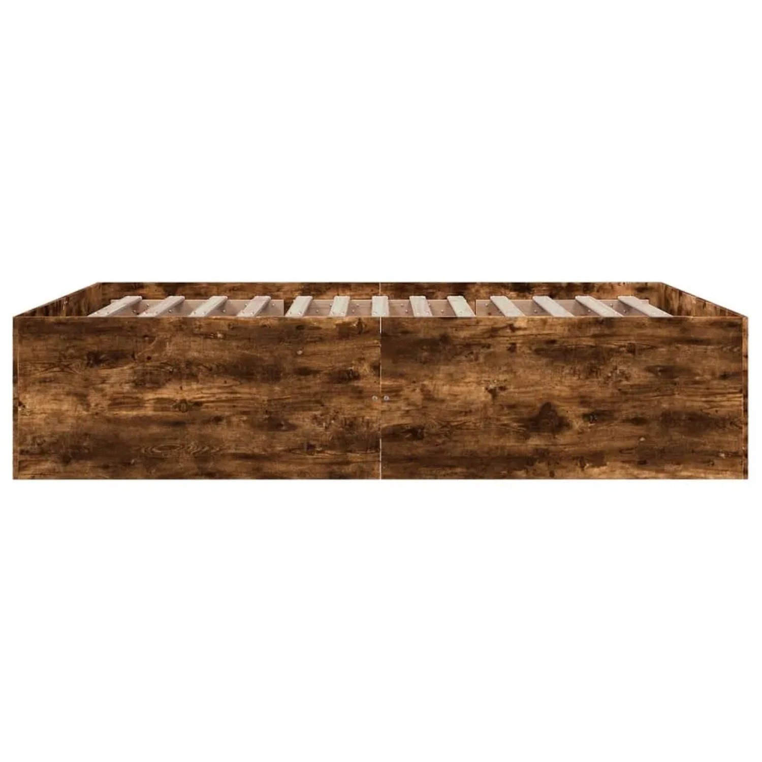 vidaXL Bettgestell Räuchereiche 150x200 cm aus Holzwerkstoff mit Lattenrost.