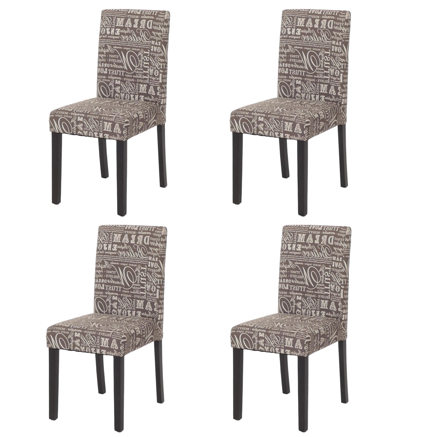 Thumbnail - CHEFGASTRO Esszimmerstuhl 4er-Set Klassisch & Zeitlos 90x43x56cm Sitzhöhe 45cm Textil Mit Schriftzug Dunkle Beine Grau