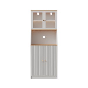 PXloue Buffet Hochschrank Sideboard mit 4 Türen LED-Küchenschrank für Wohnzimmer 70x180x40cm Weiß